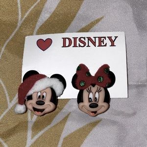 Christmas Mickey and Minnie Mouse earrings